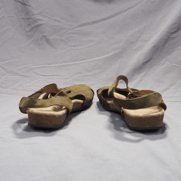 Earth Origins Sandals Womens 7 Wide Birdine Olive Green Slingback Leather Shoes - Picture 7 of 11